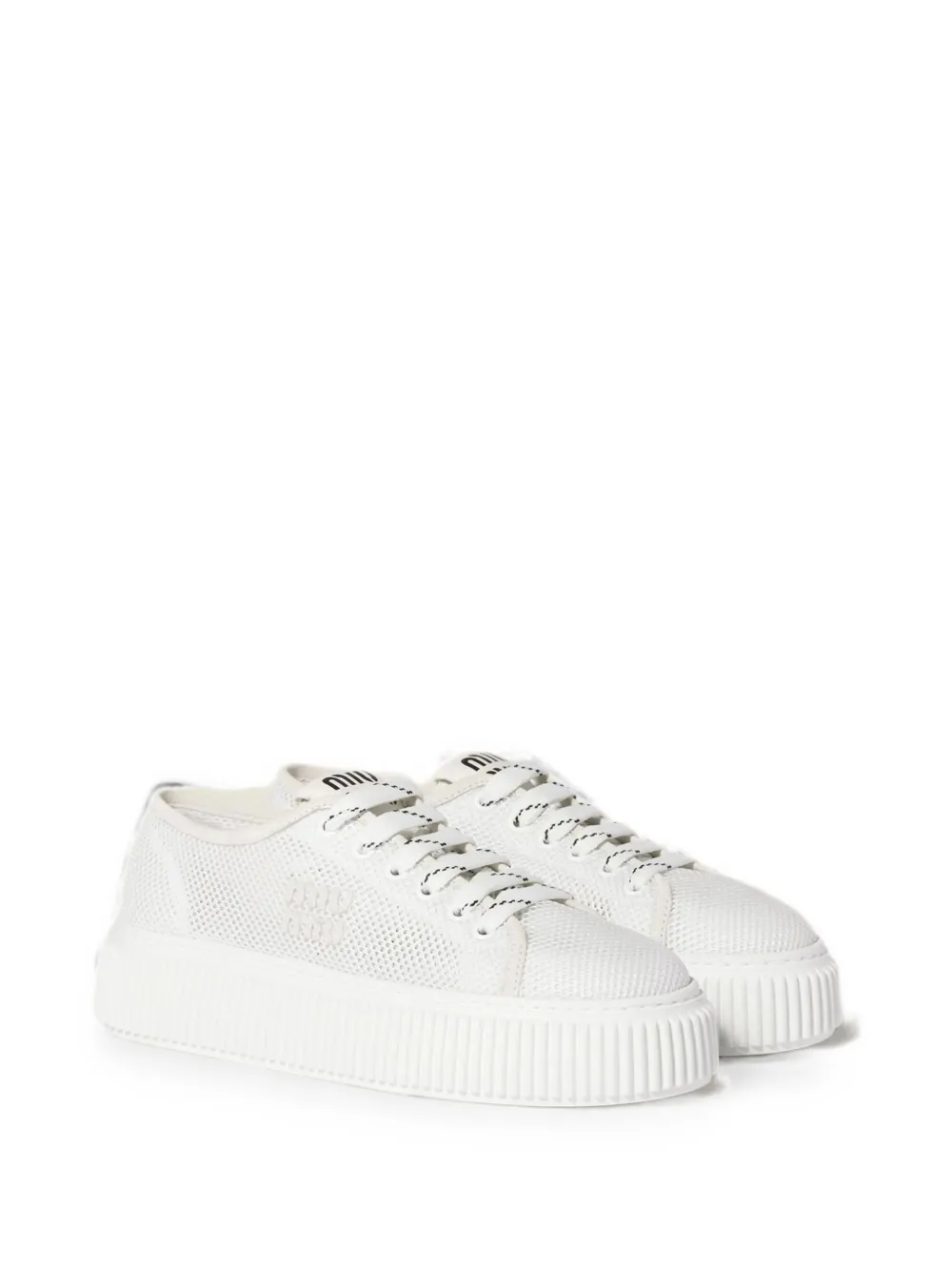 Miu wavy-upper lace-up sneakers Wit