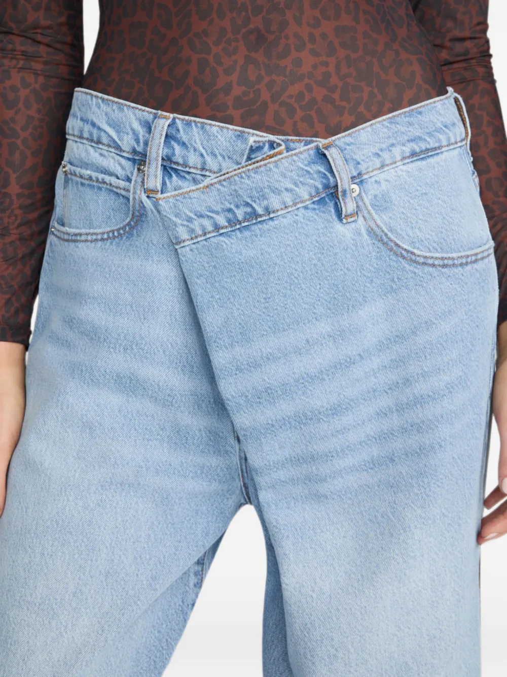 FRAME The Crossover Loose jeans met wijde pijpen Blauw
