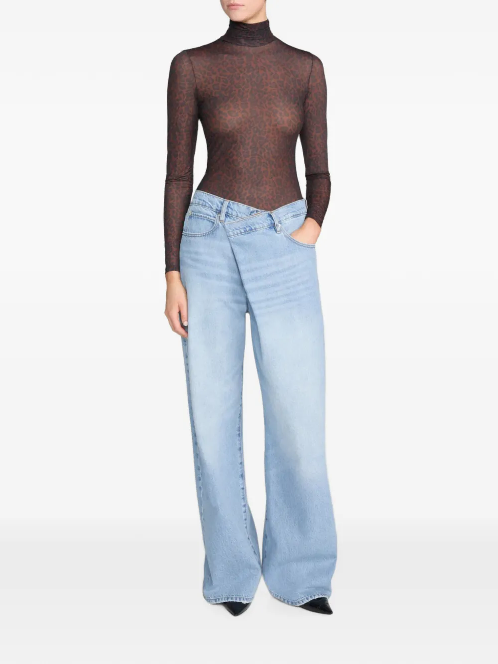 FRAME The Crossover Loose jeans met wijde pijpen Blauw