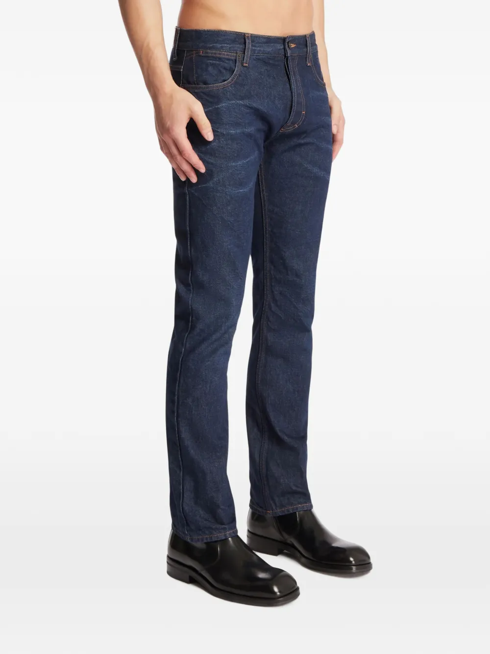 Gucci Katoenen denim broek met borduurwerk Blauw