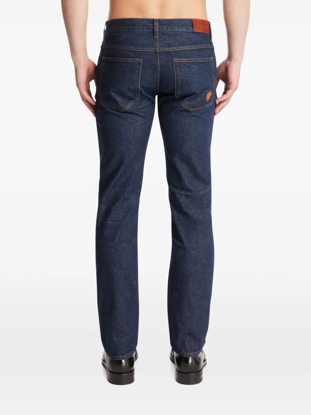 Gucci Katoenen denim broek met borduurwerk Blauw