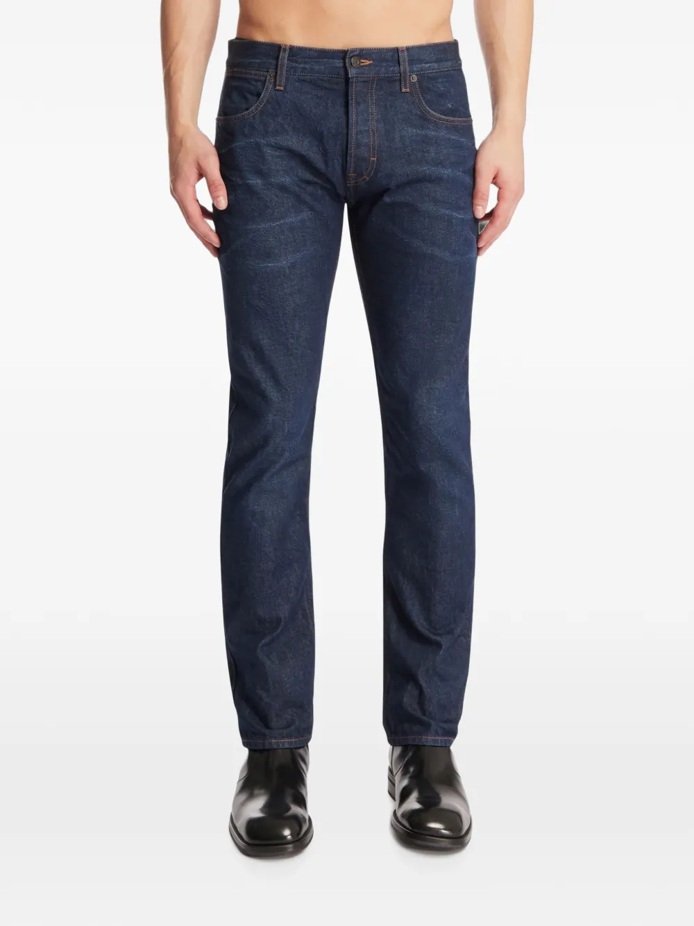 Gucci Katoenen denim broek met borduurwerk Blauw