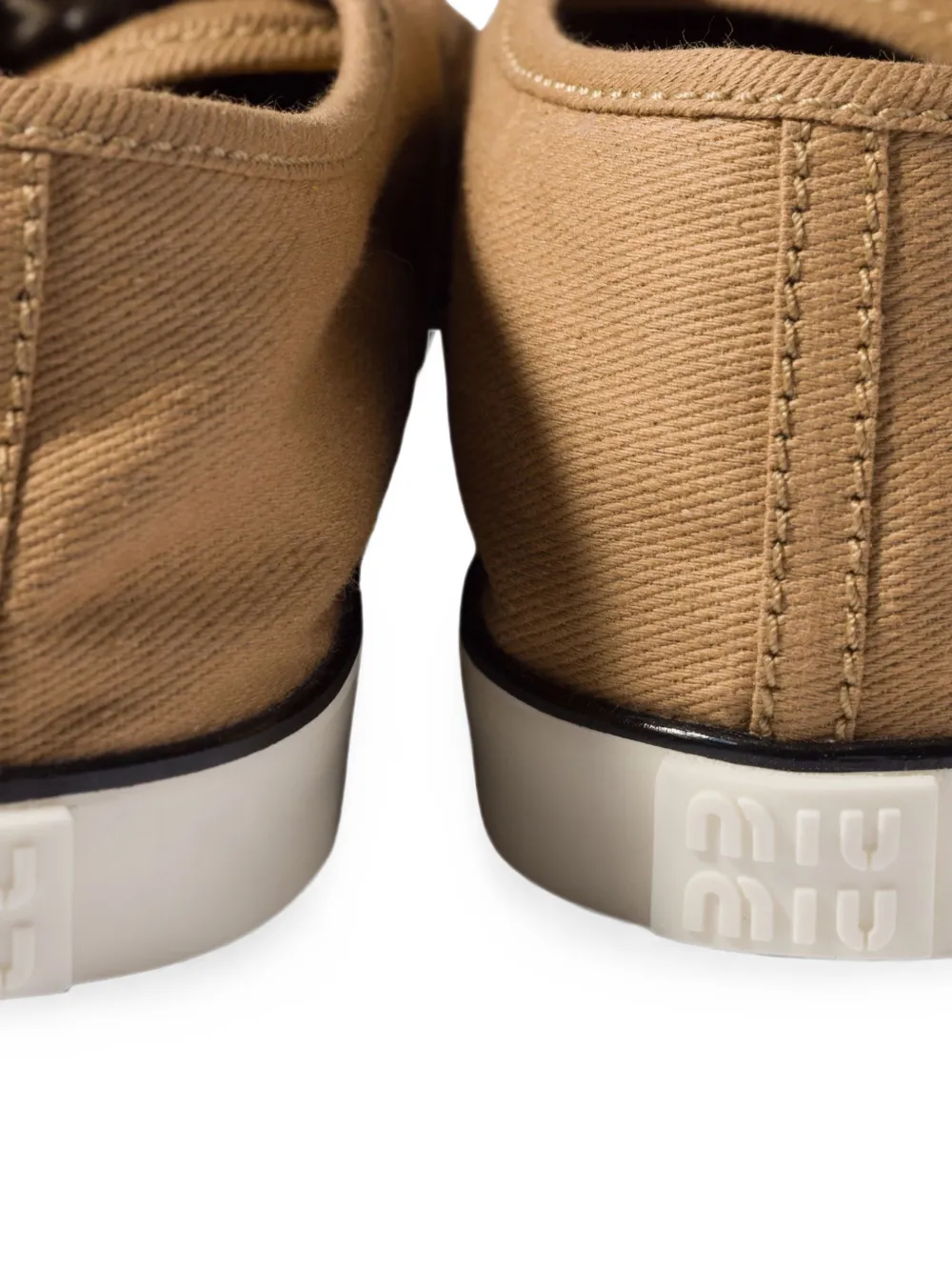 Miu logo-embroidered sneakers Beige