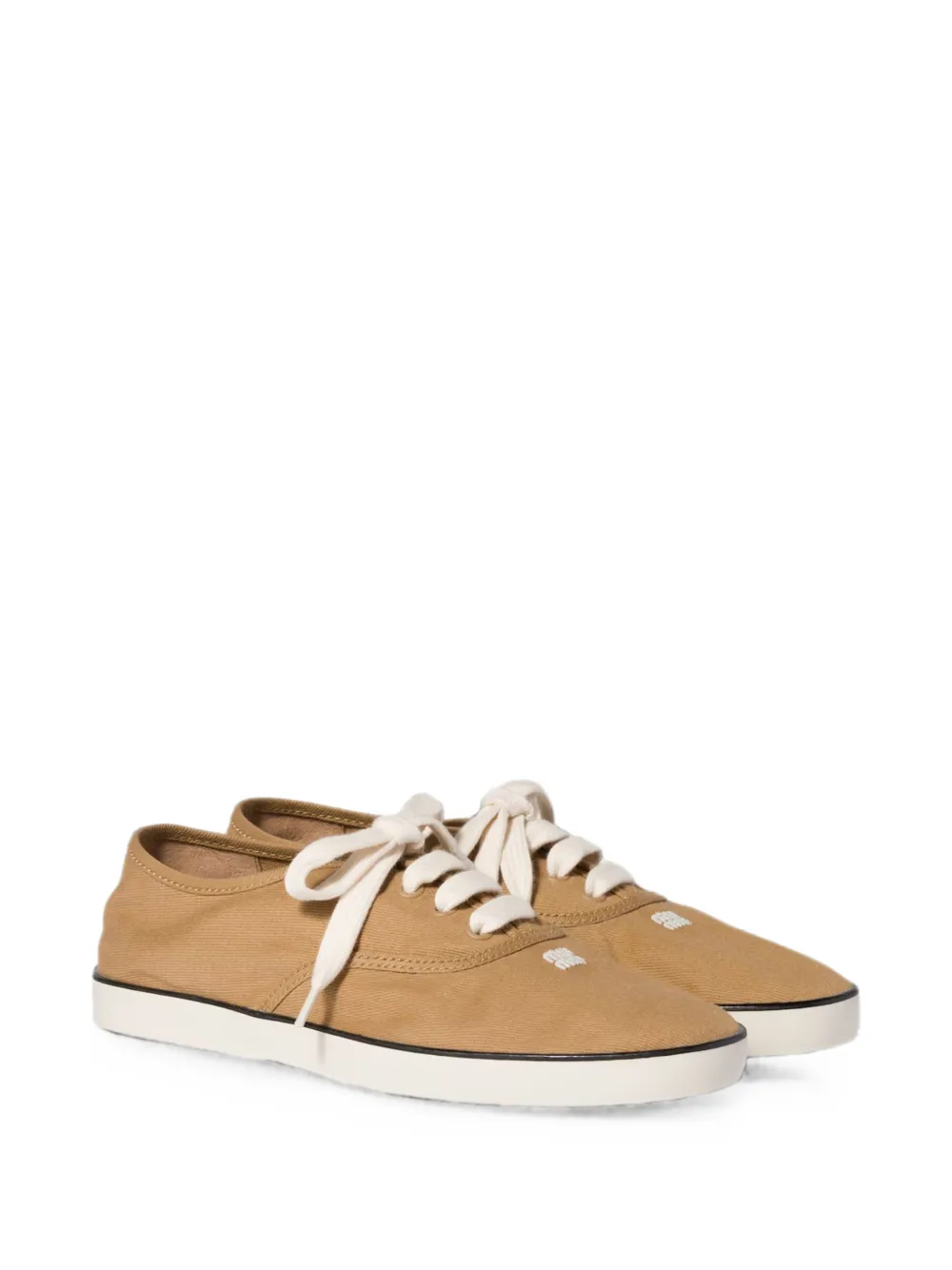 Miu logo-embroidered sneakers Beige