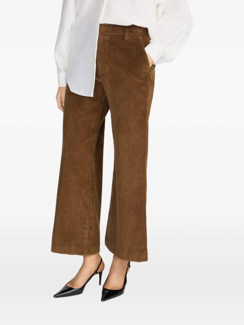 FRAME The Corduroy Swing Wide-leg Trousers in Brown, view 4