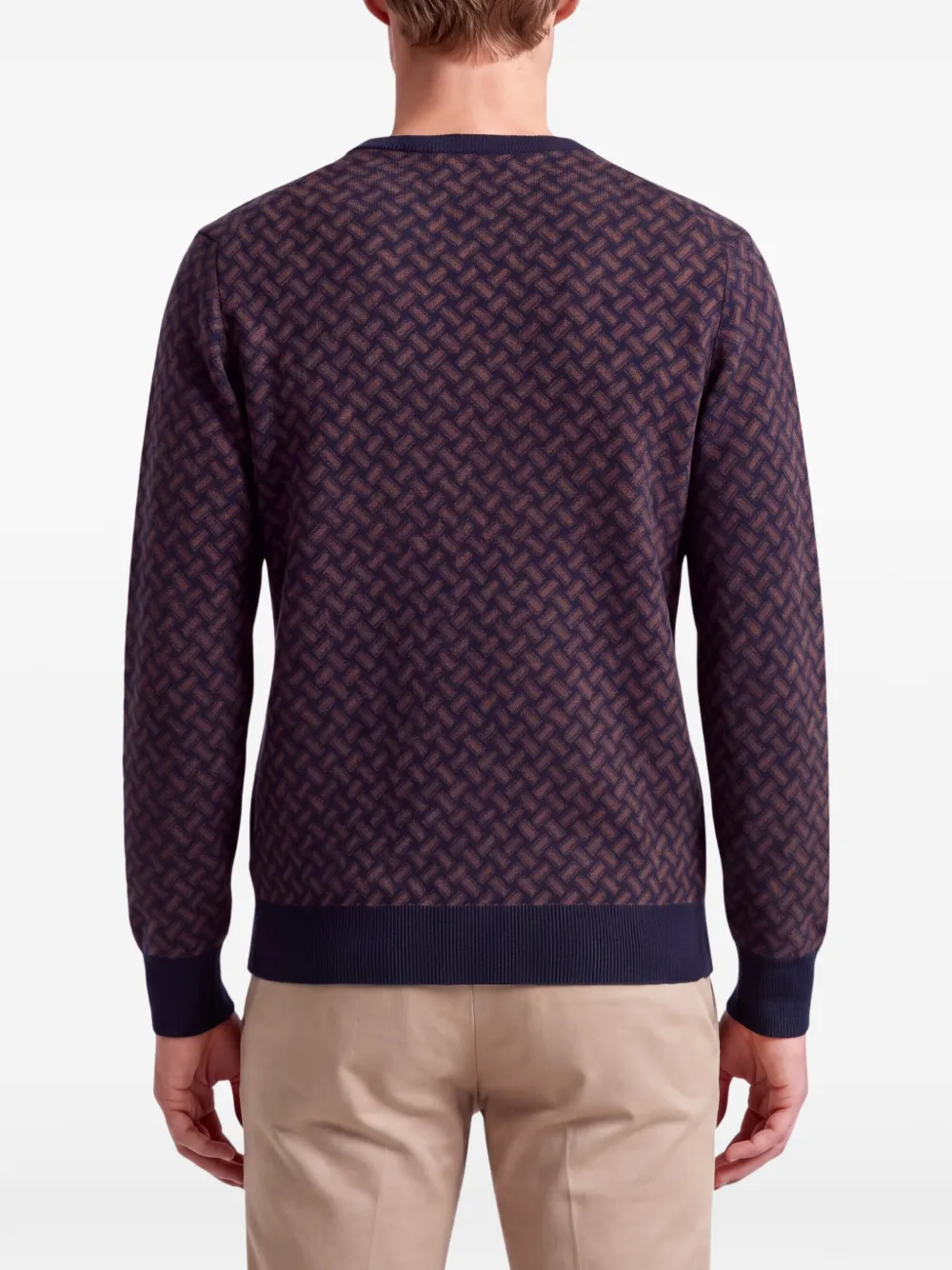 Drumohr basket-weave cashmere sweater Blauw