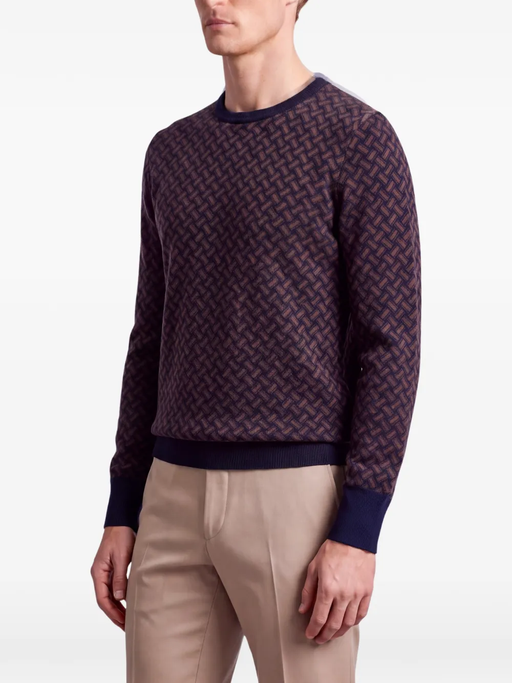 Drumohr basket-weave cashmere sweater Blauw