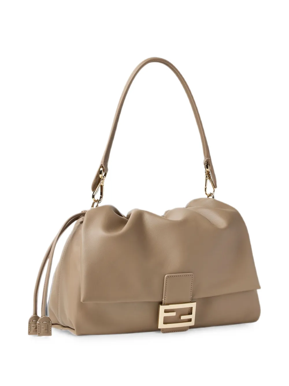FENDI Grote Baguette Soft shopper met logoplakkaat Beige
