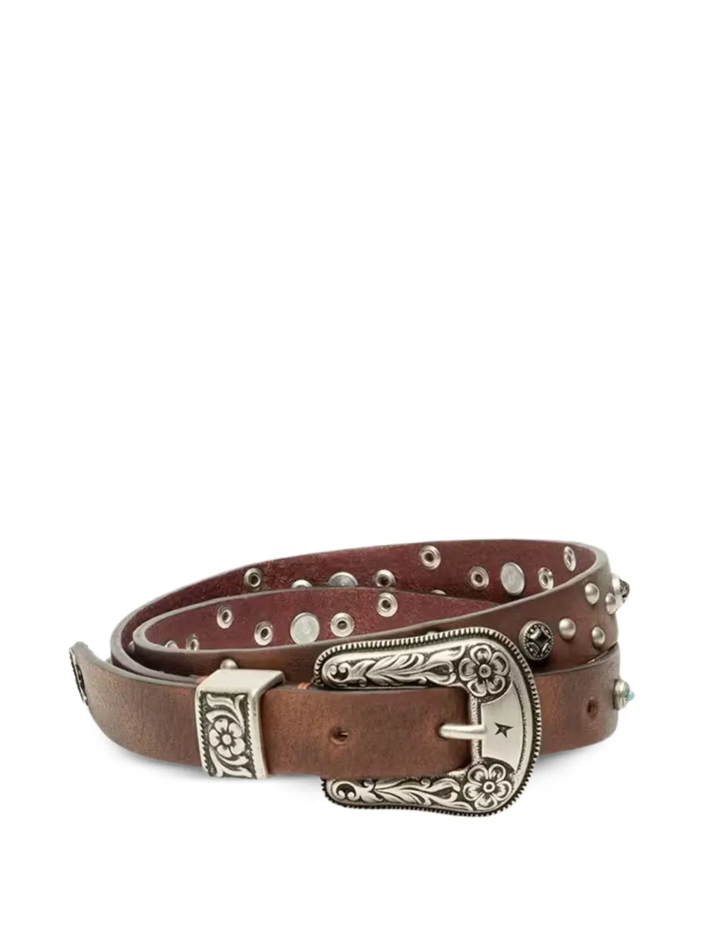 Golden Goose stud-embellished leather belt - Marrone
