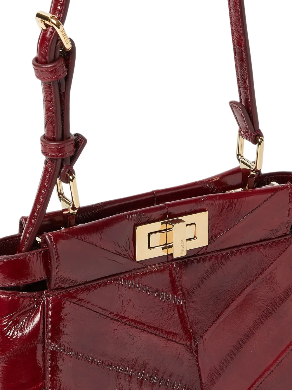 FENDI Peekaboo schoudertas met chevron-streep Rood