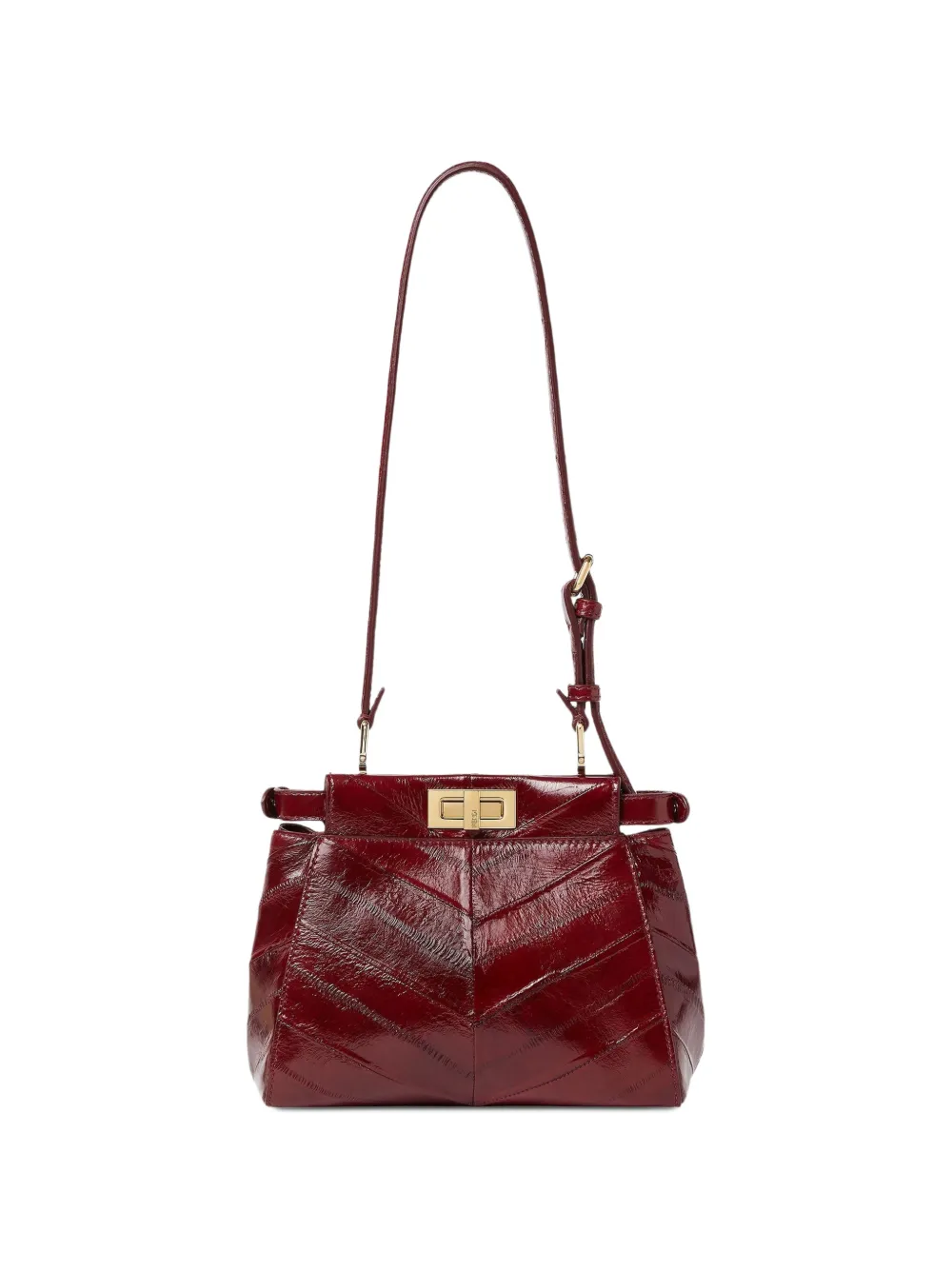 FENDI Peekaboo schoudertas met chevron-streep Rood