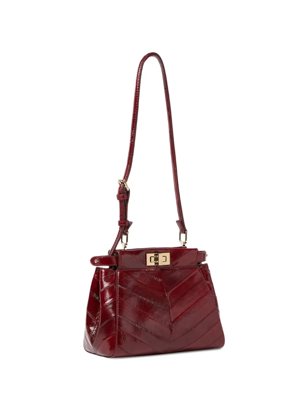 FENDI Peekaboo schoudertas met chevron-streep Rood