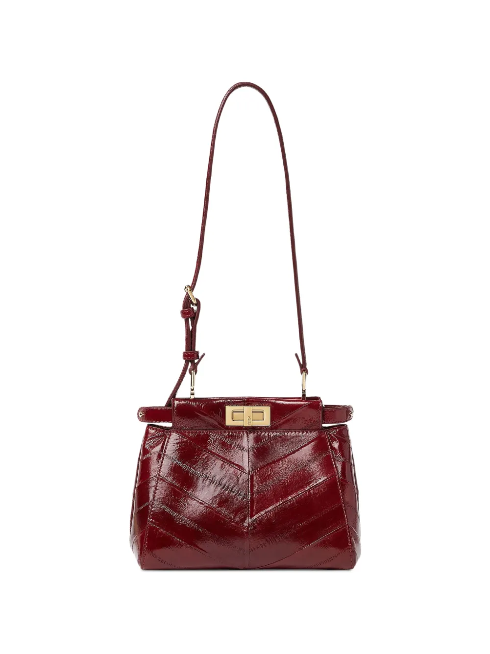 FENDI Peekaboo Schultertasche mit Chevron-Steppung - Rot