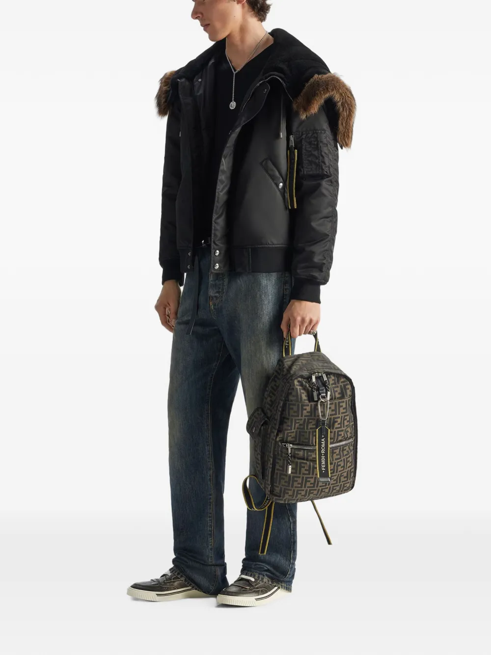 FENDI Climb FF Zucca rugzak Bruin