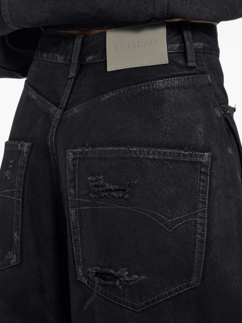 Balenciaga Katoenen barrel jeans met gedraaide afwerking Zwart