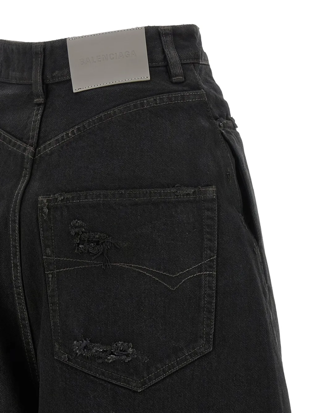 Balenciaga Katoenen barrel jeans met gedraaide afwerking Zwart
