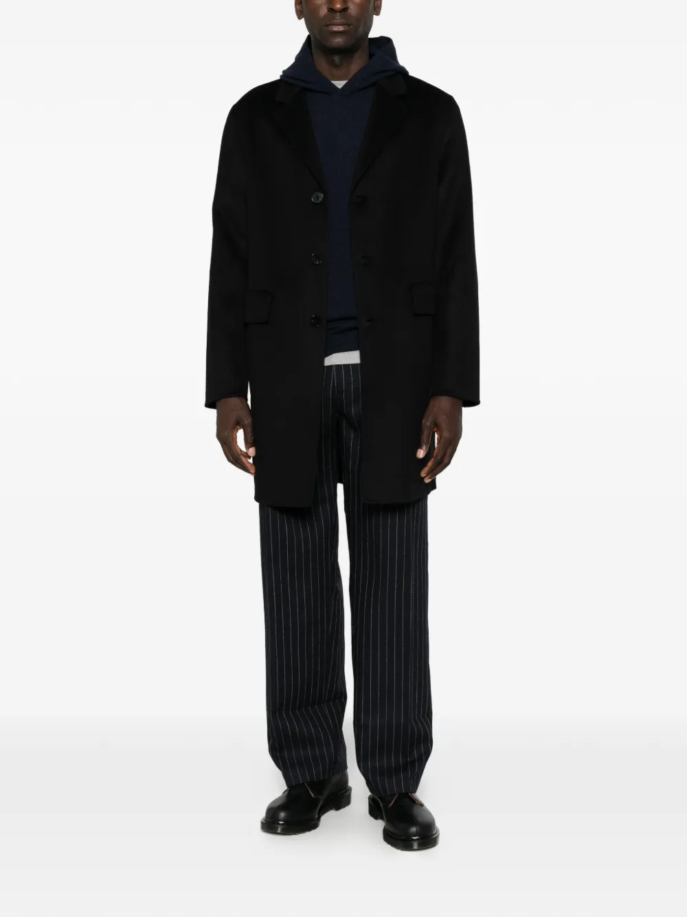 Amaranto Single-breasted Notched-lapel Coat In Black