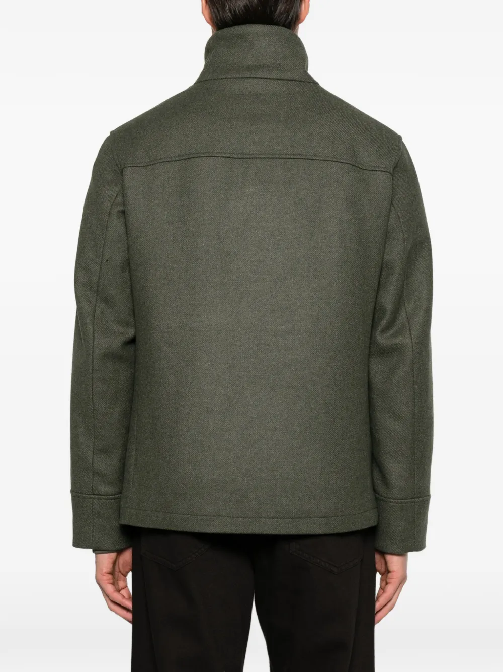 Duno Zakab double-breasted funnel-neck coat Groen