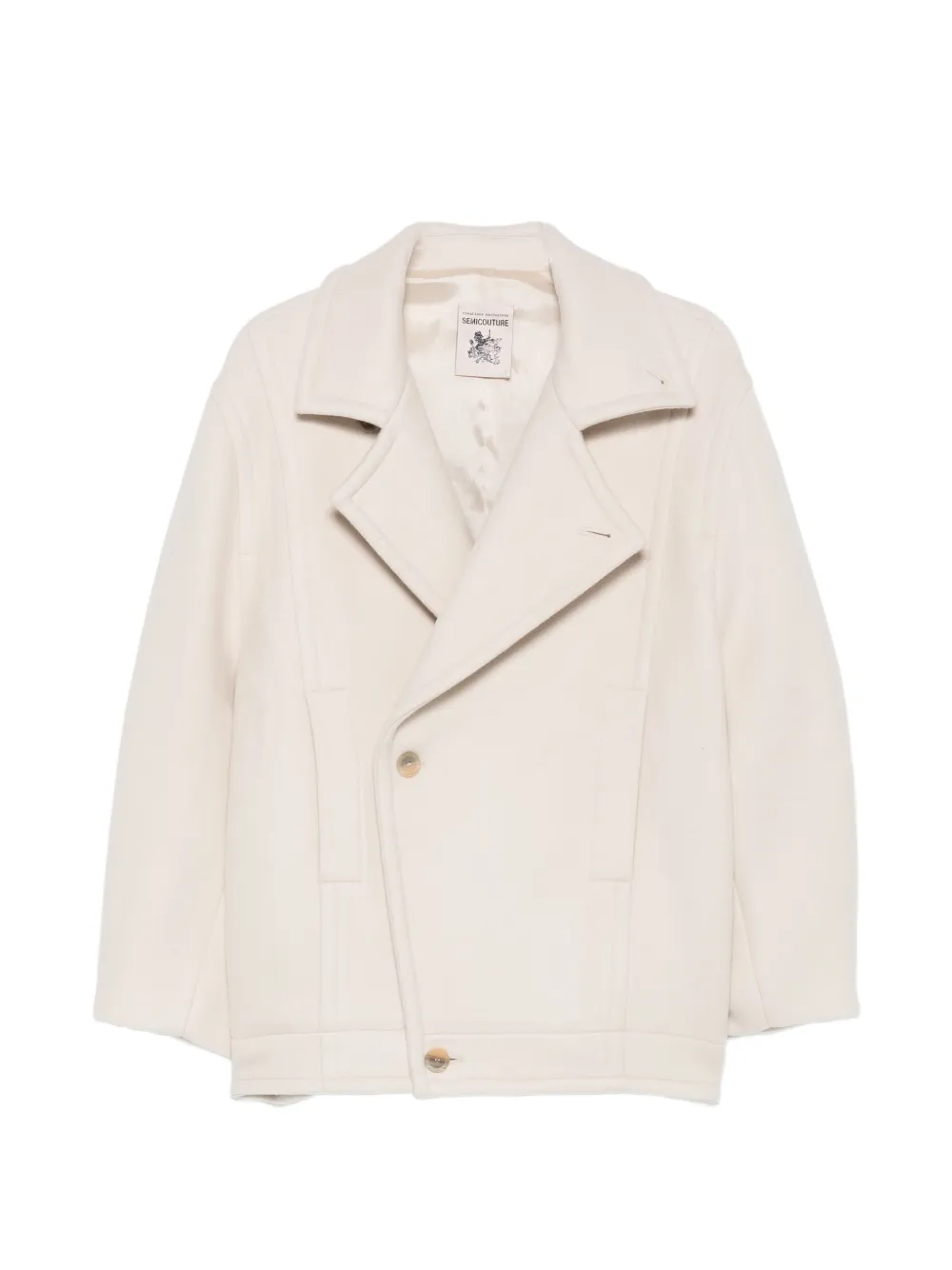 Semicouture button-fastening oversized coat - Nude