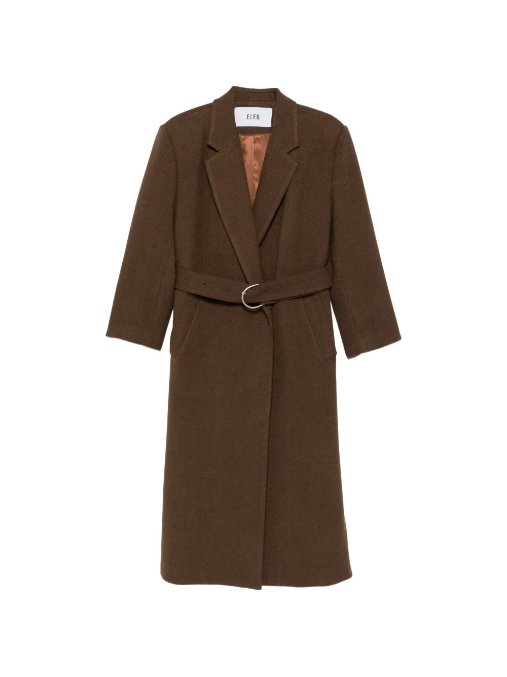 Eleh belted notched-lapel coat - Brown
