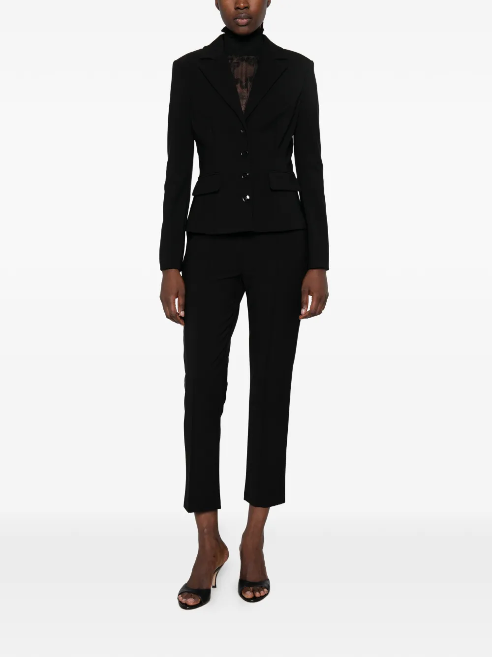 Elisabetta Franchi Slim-fit avondpak met logo-plakkaat Zwart