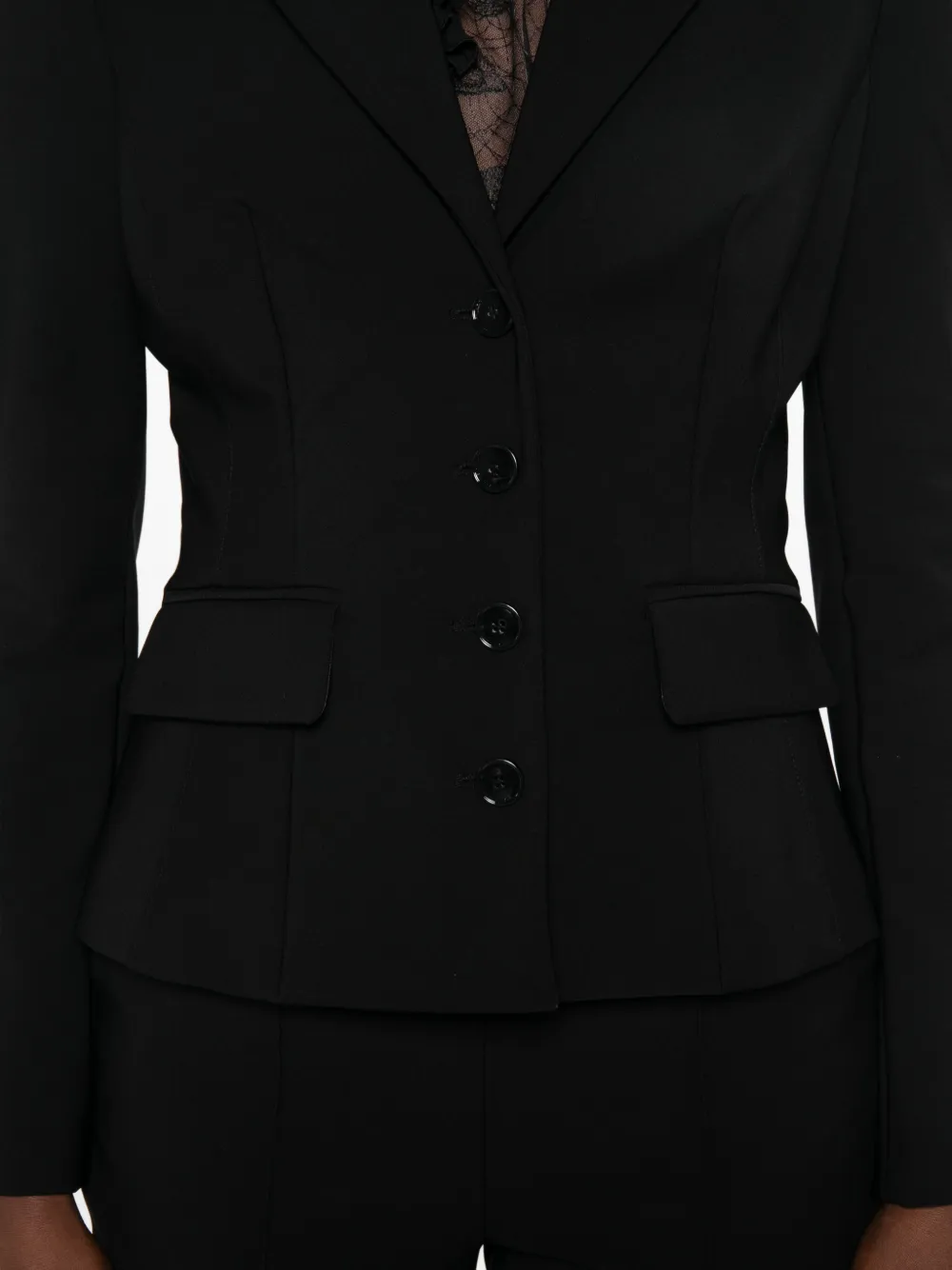 Elisabetta Franchi Slim-fit avondpak met logo-plakkaat Zwart