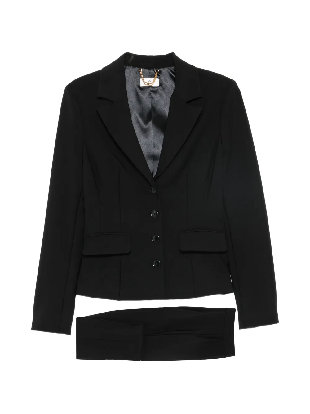 Elisabetta Franchi logo-plaque slim-fit evening suit - Schwarz