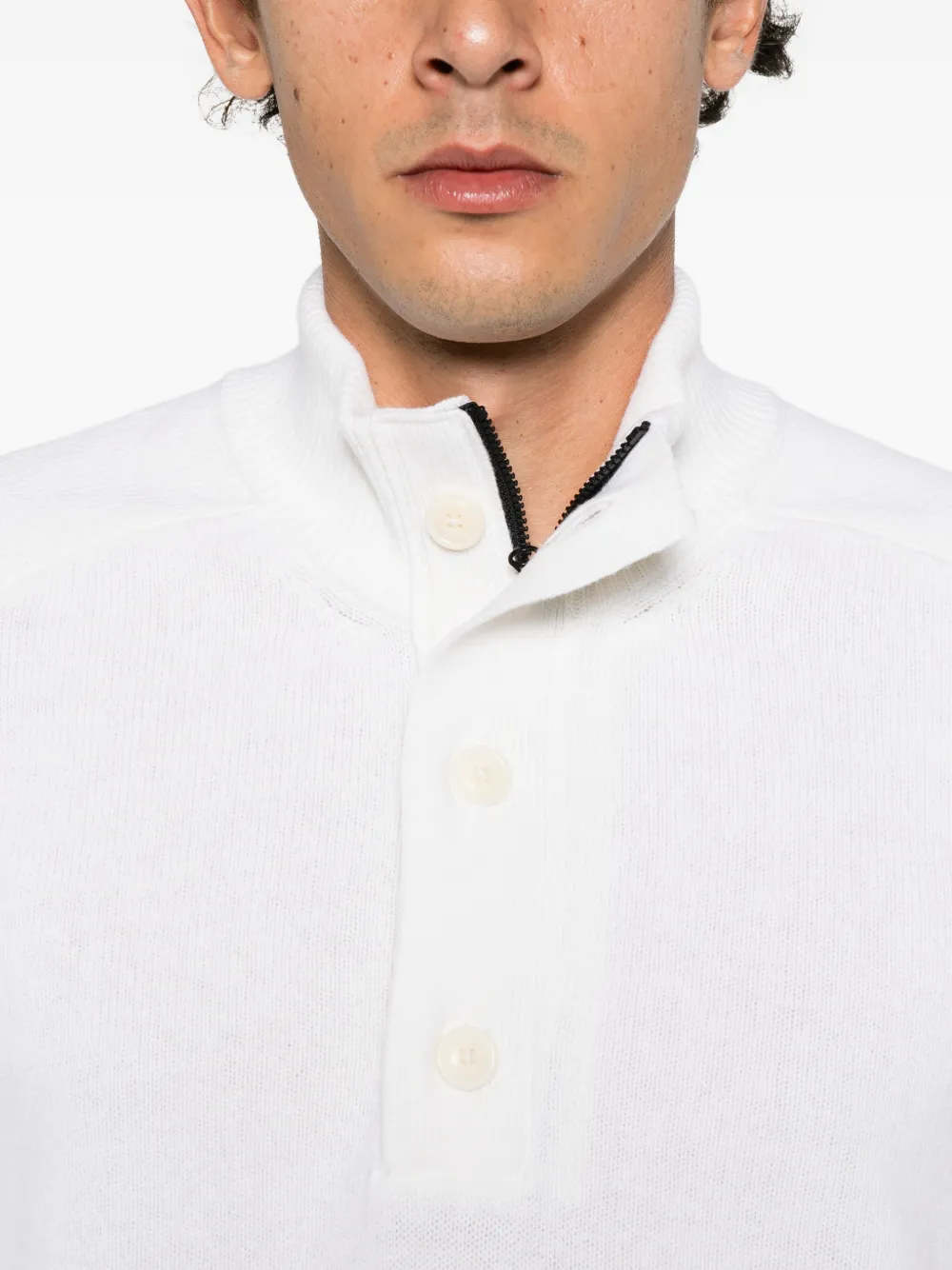 C.P. Company button-up Lens-detail sweater Wit