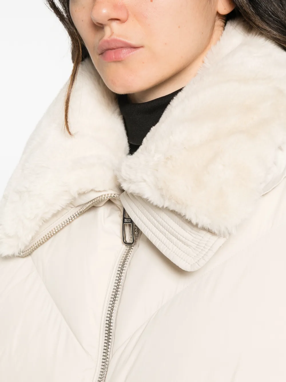 Duno faux-fur-collar quilted jacket Beige