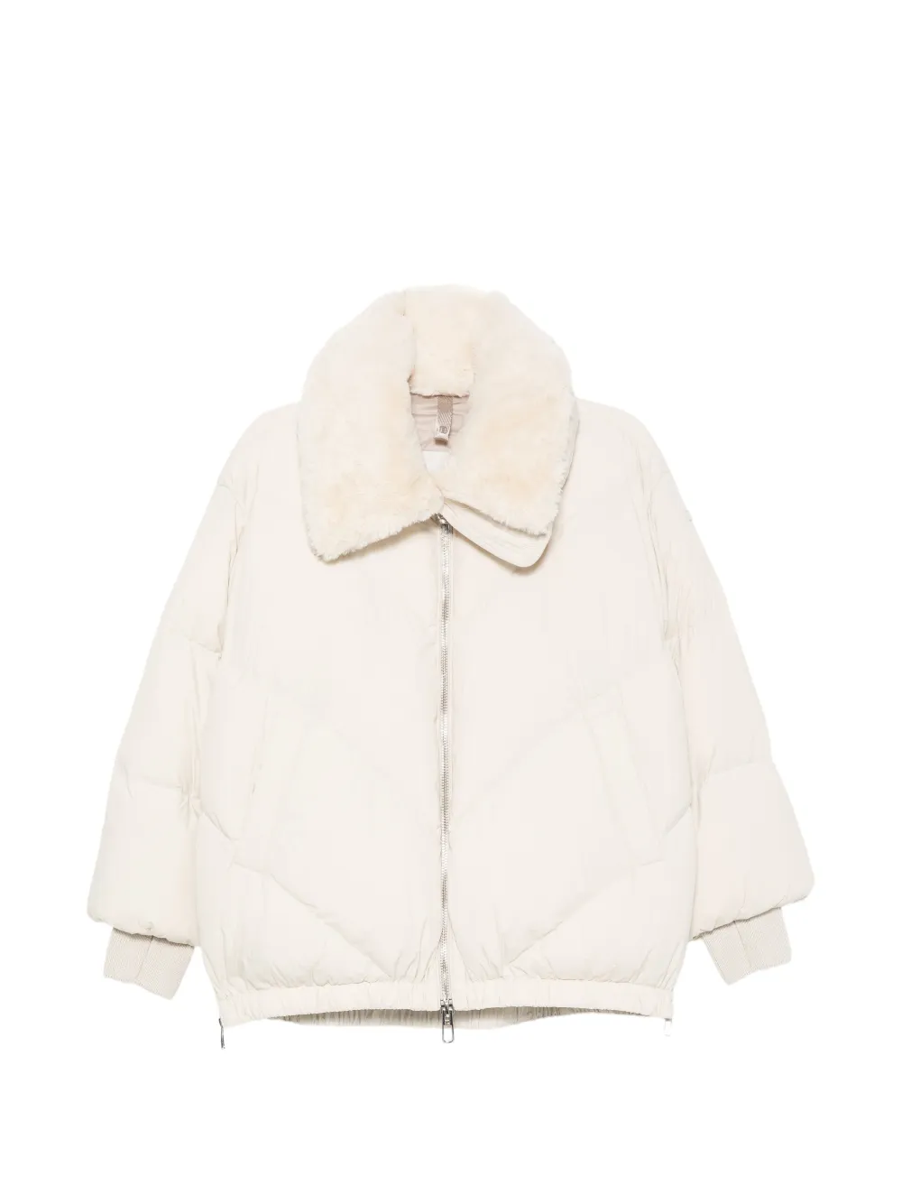 Duno faux-fur-collar quilted jacket - Nude