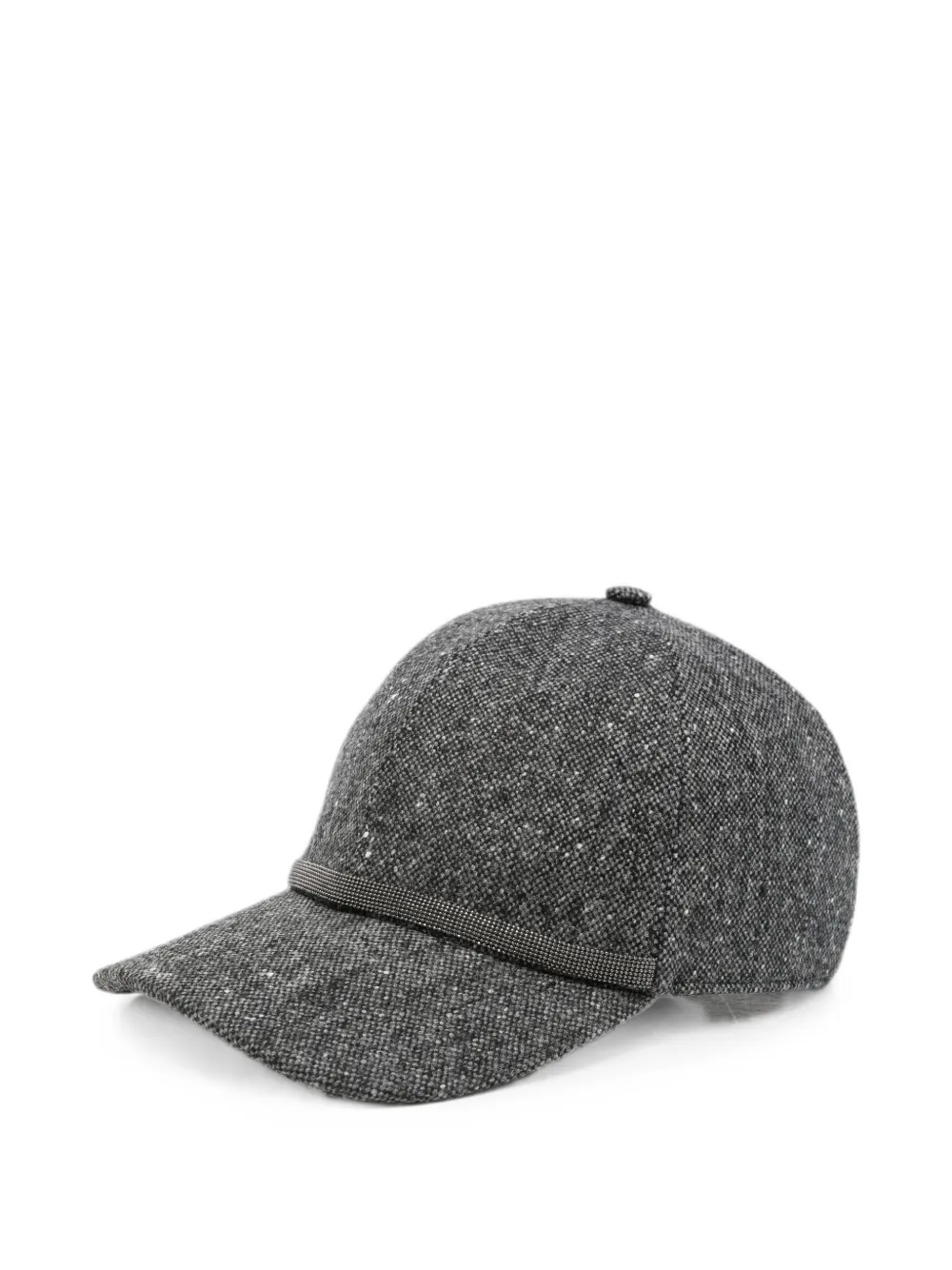 Brunello Cucinelli Monili-embellished tweed baseball cap - Grau