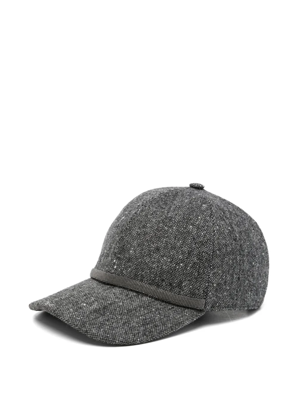 Brunello Cucinelli Monili-embellished tweed baseball cap - Grigio