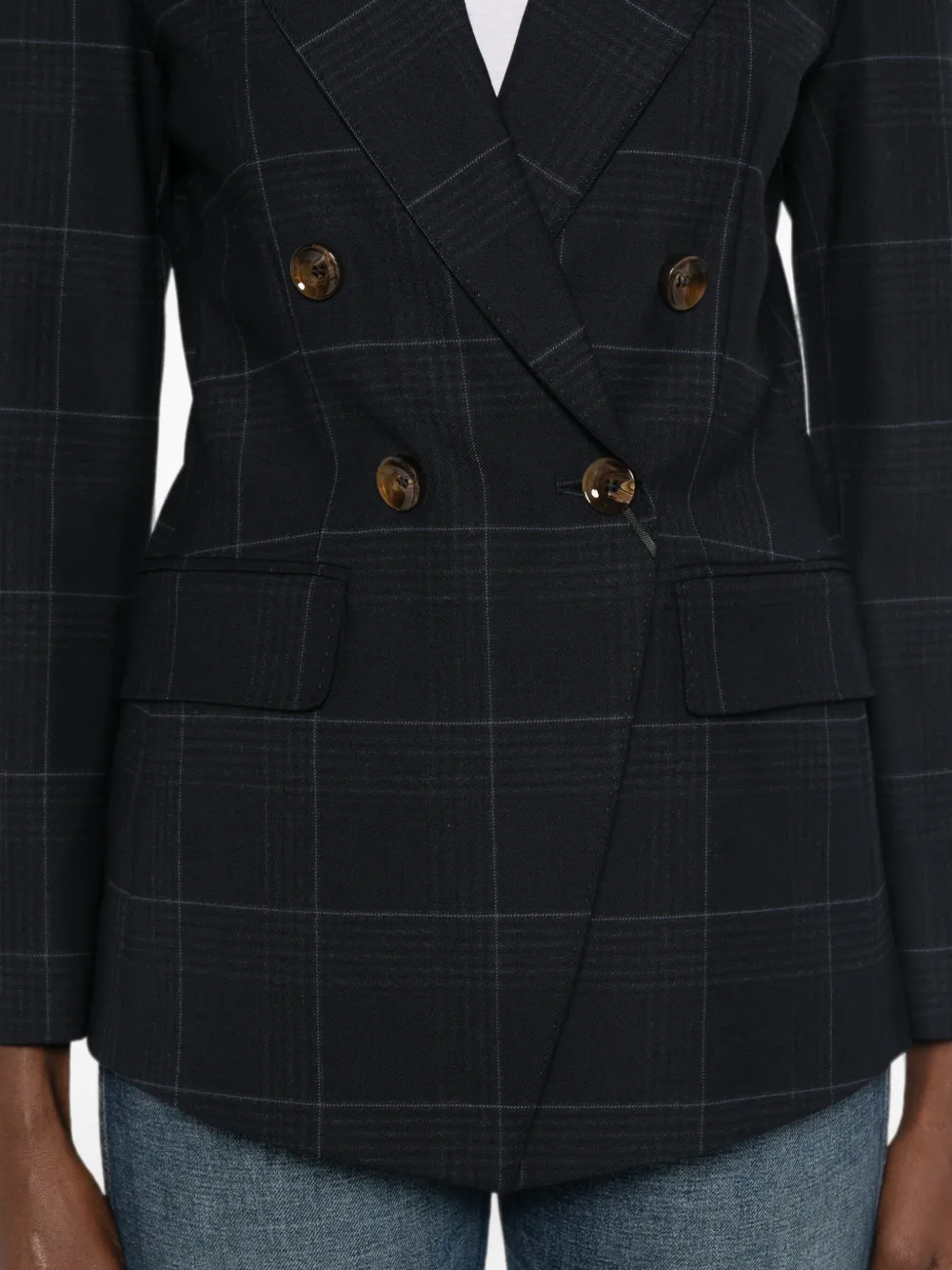 Marella Mellefedra geruite blazer met dubbele rij knopen Blauw