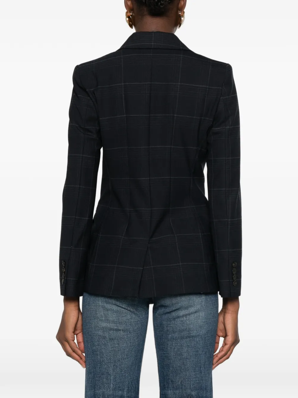 Marella Mellefedra geruite blazer met dubbele rij knopen Blauw