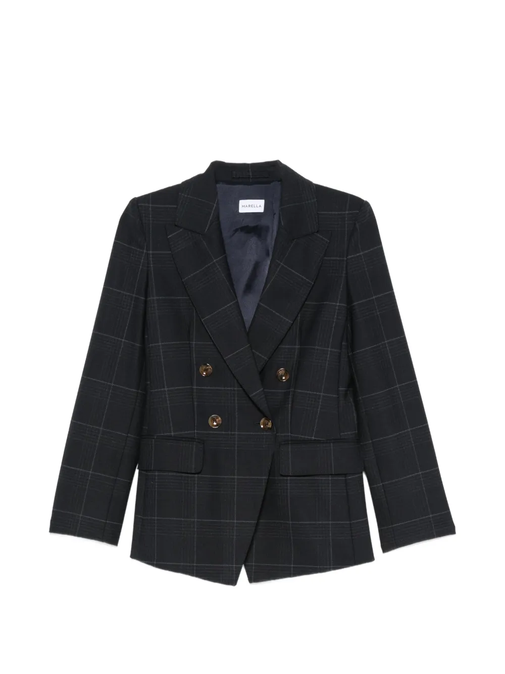 Marella Mllefedra double-breasted check-pattern blazer - Blau