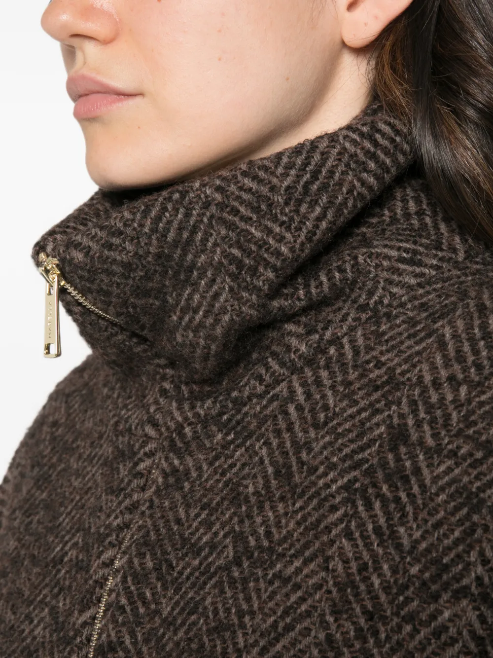 Marella Mlslana jack met visgraatpatroon en ritssluiting Bruin