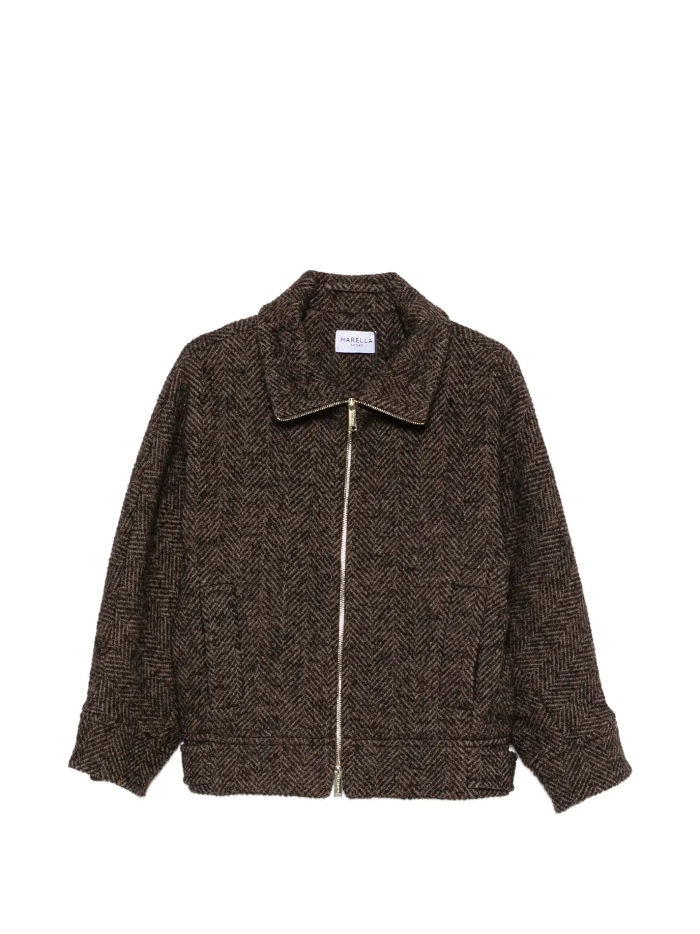 Marella Mlslana herringbone zip-fastening jacket - Braun