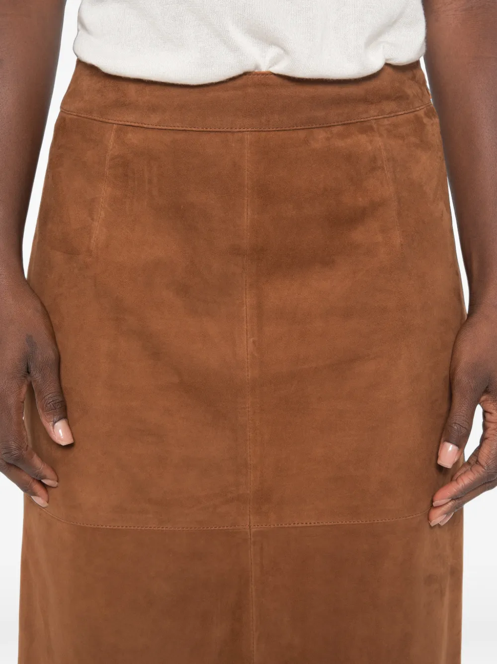 Marella Suède midi-rok Bruin