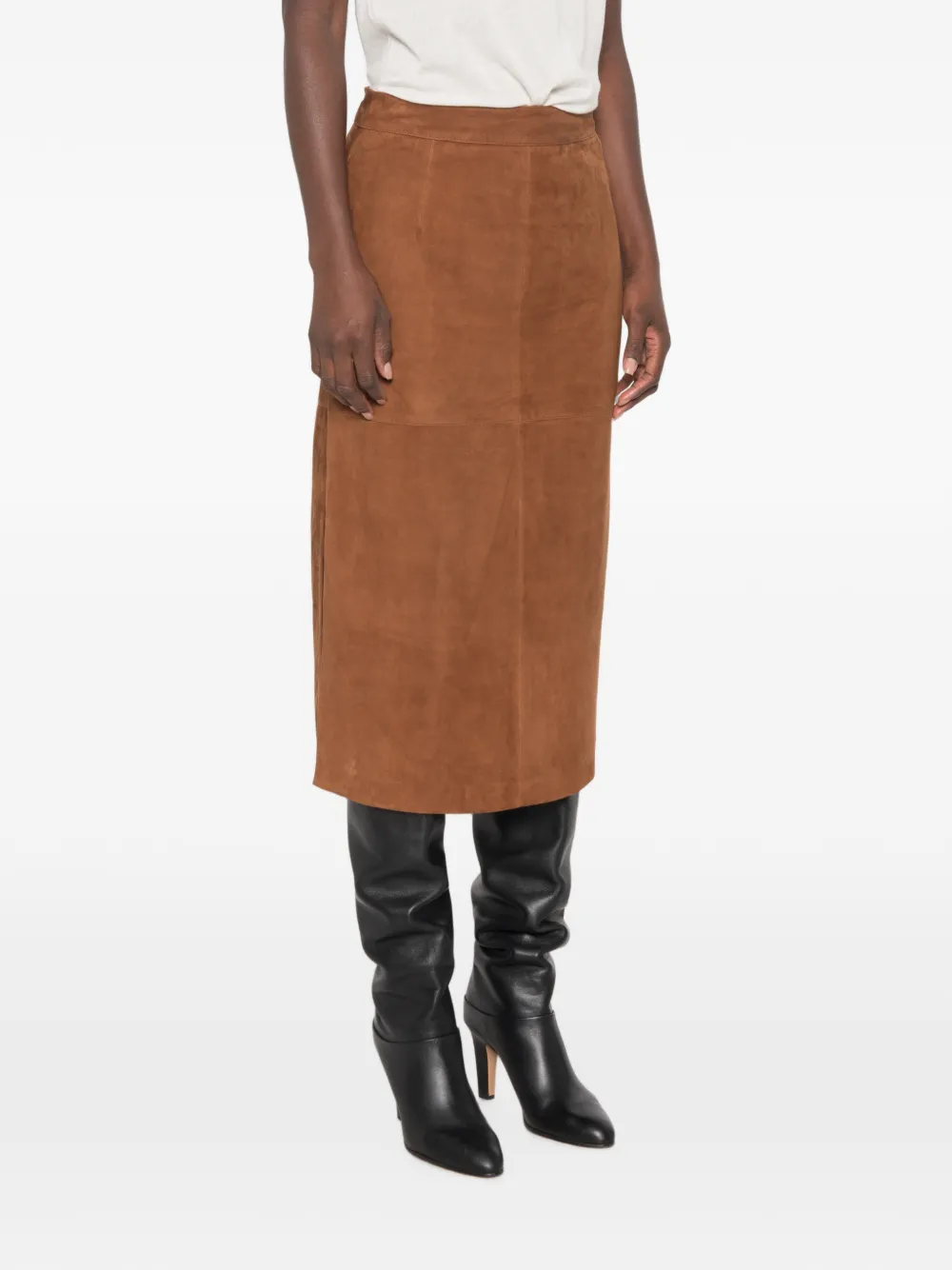 Marella Suède midi-rok Bruin