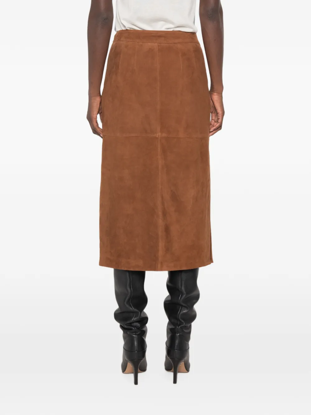 Marella Suède midi-rok Bruin