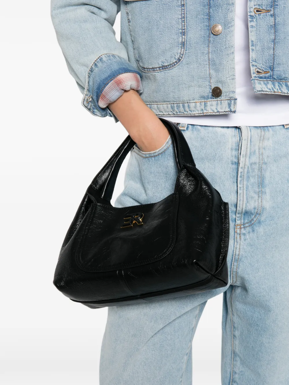 ERMANNO FIRENZE Shopper met logoplakkaat Zwart