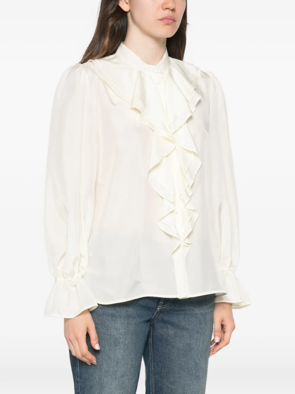 Marella Blouse met ruches en knopen Beige