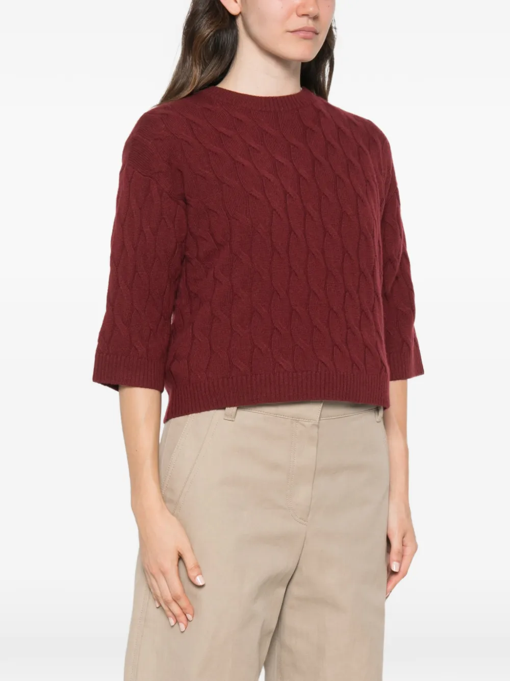 Marella Mlsradura kabelgebreide trui met ronde hals Rood