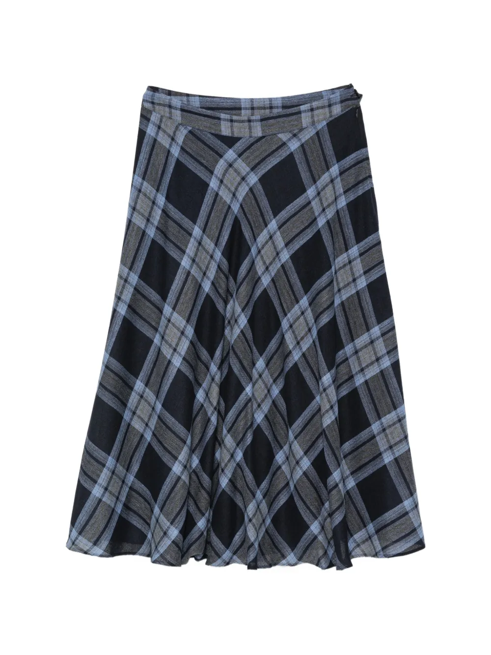 Marella Check-pattern Flared Mid Skirt In Blue