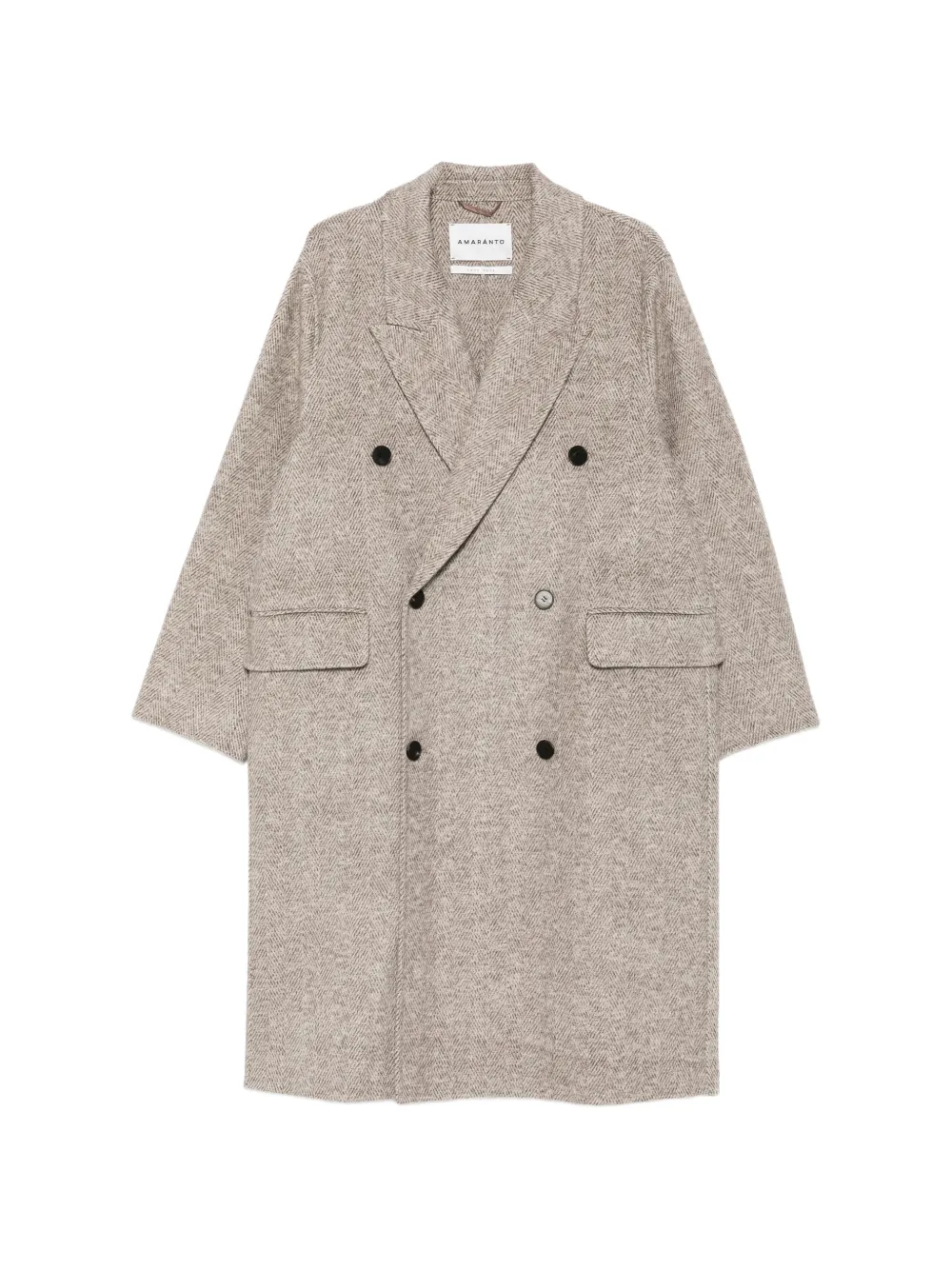 AMARANTO  double-breasted herringbone-pattern coat | Beige | Image 1