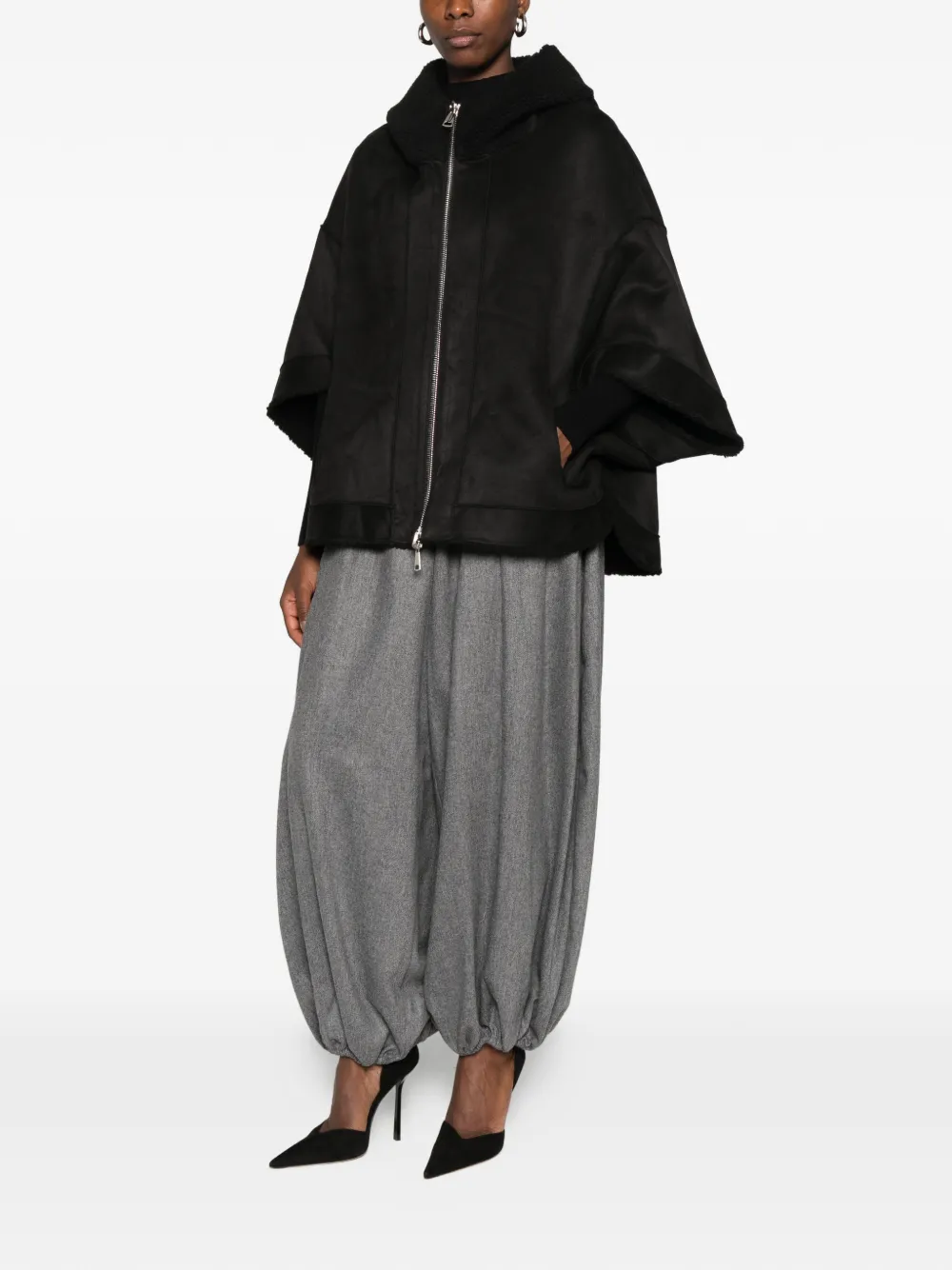 Betta Corradi reversible hooded cape Grijs