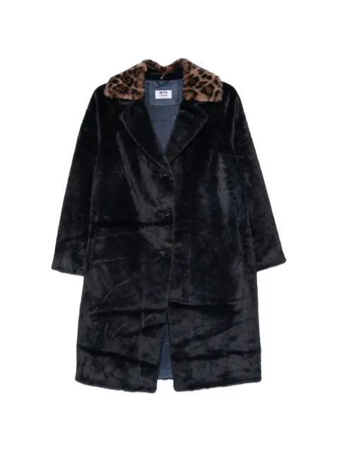 Betta Corradi leopard-print collar faux-fur coat