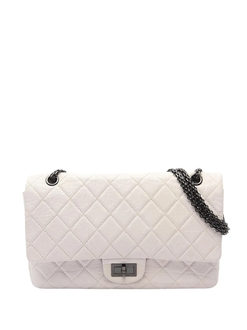 CHANEL Pre-Owned 2008-2009 Quilted Aged Calfskin Reissue 2.55 Double Flap 227 shoulder bag - White