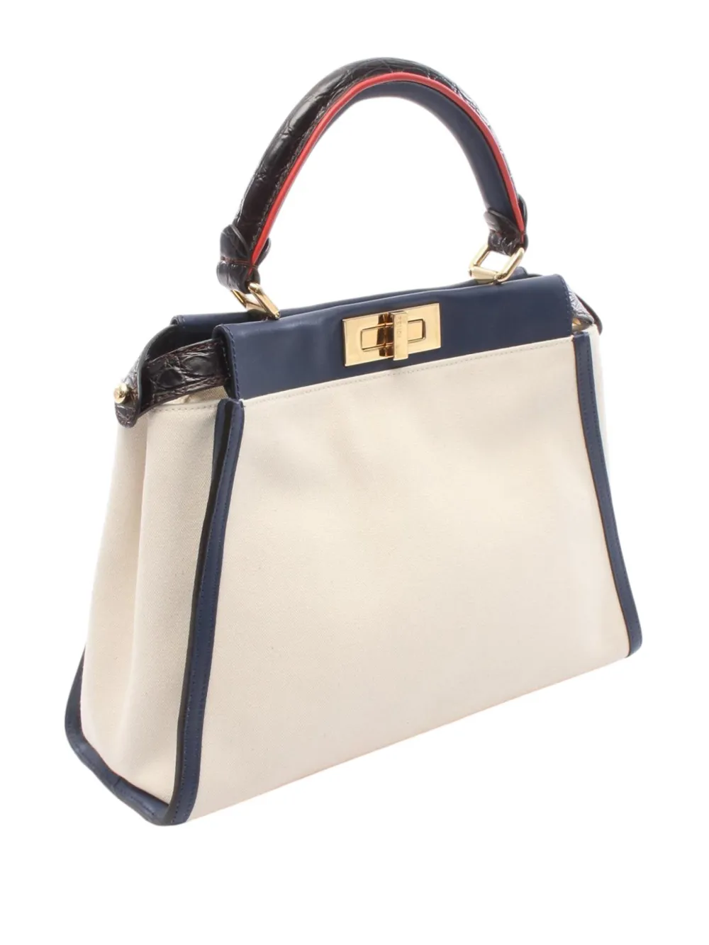 Fendi Pre-owned 2010-2026 Medium Canvas Peekaboo Iconic Satchel in Neutrals, view 3