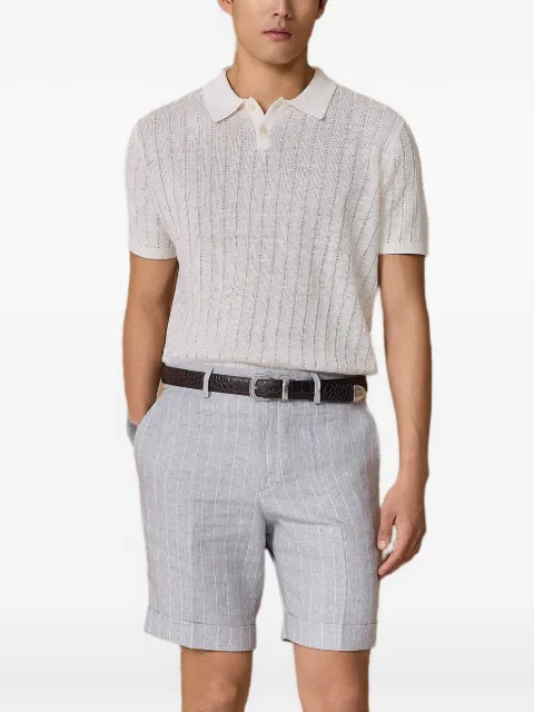 PAUL TAYLOR pinstripe-print turn-up polo shirt